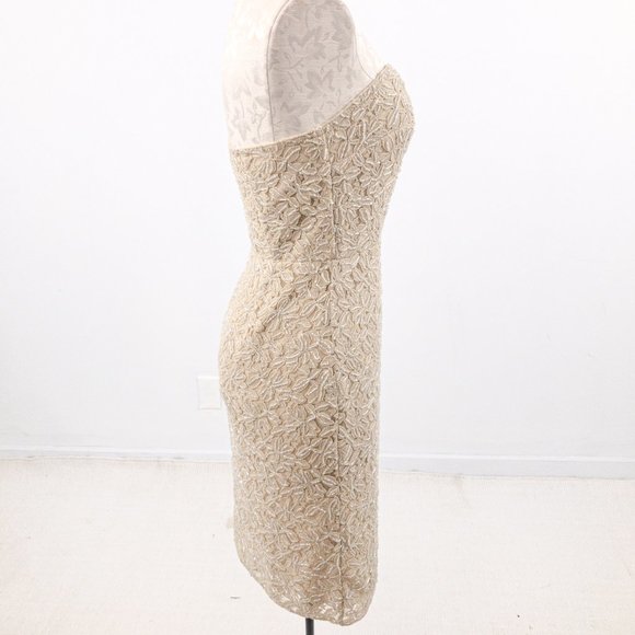 Neiman Marcus XS Strapless Lace Mini Dress Nude - Picture 7 of 13